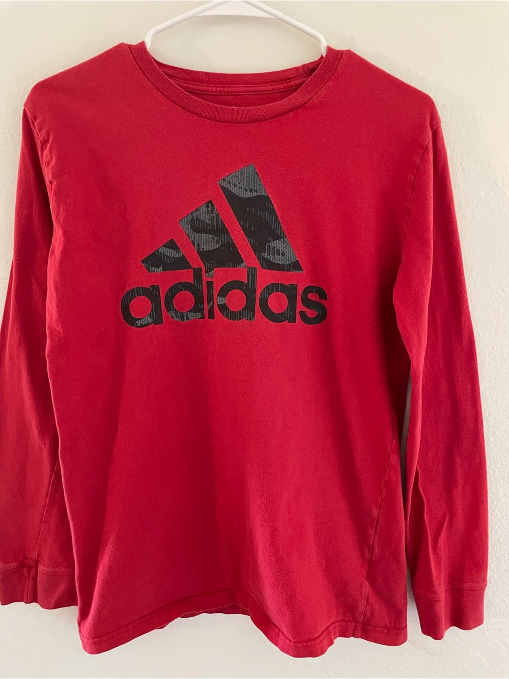 adidas Red Long Sleeve Tee with Black Logo